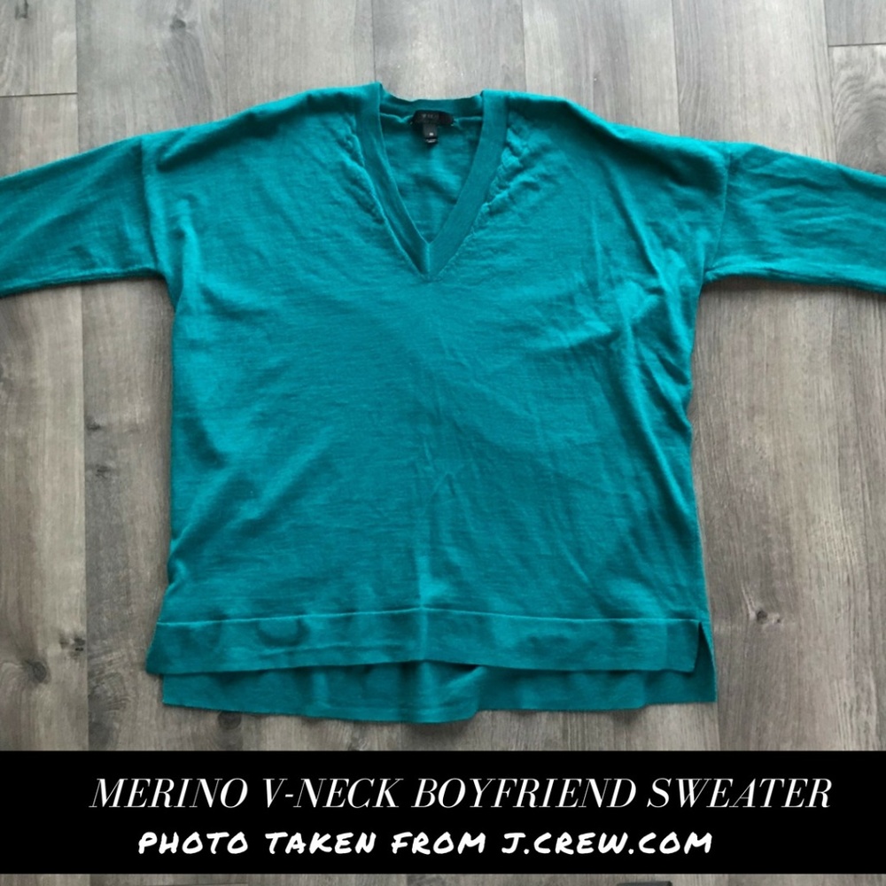 J. Crew | Merino V-neck boyfriend sweater | TEAL
